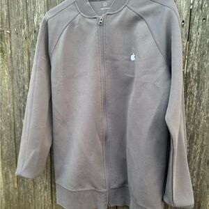 Apple Employee Jacket Zip-Up Sweatshirt Gray Embroidered Logo